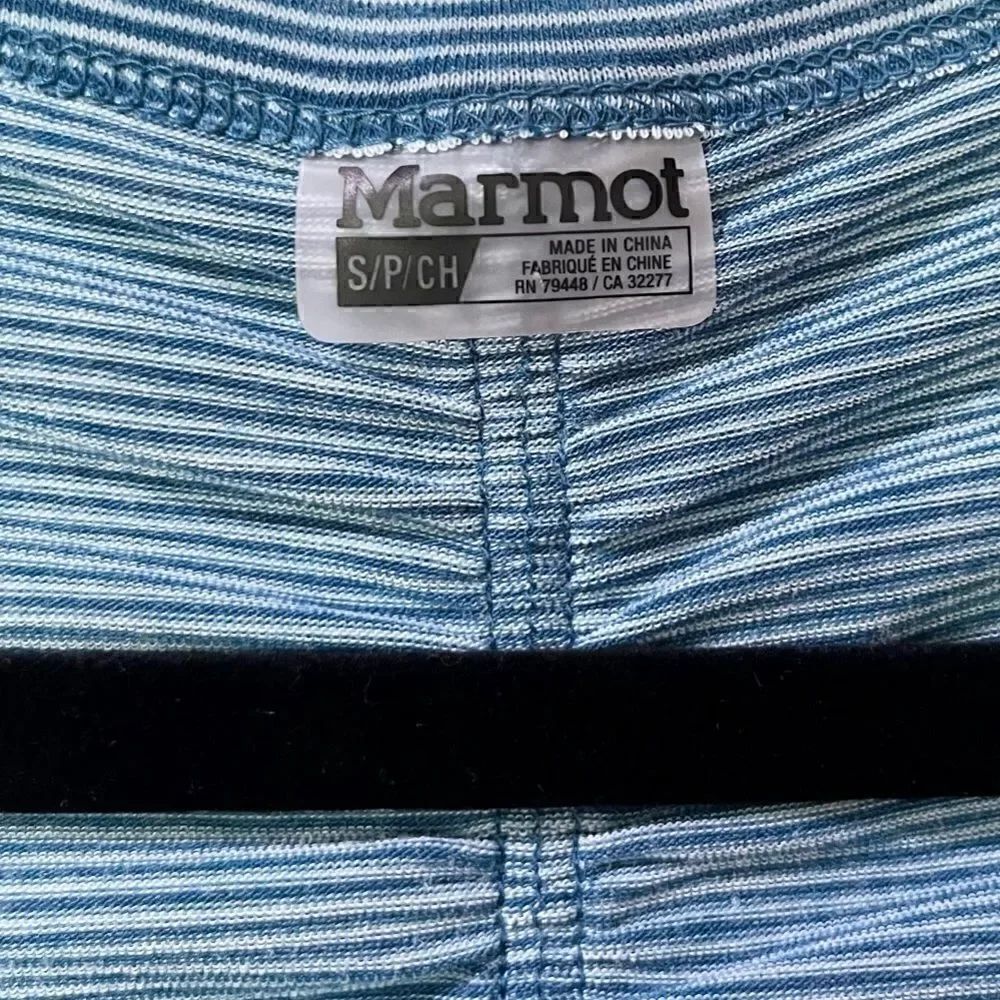 MARMOT Striped Active T-Shirt Blue White Women’s Size Small - Picture 5 of 5